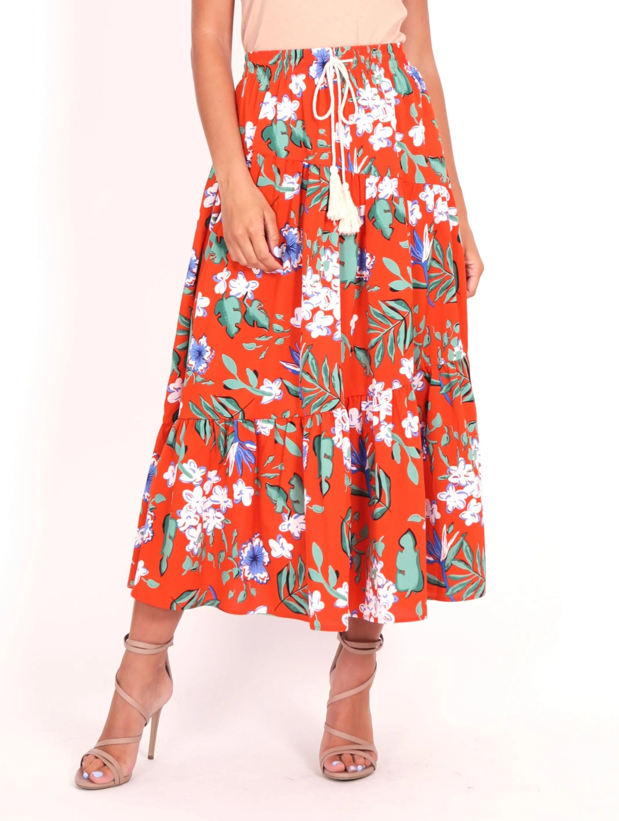 Monica Skirt - Orange Floral