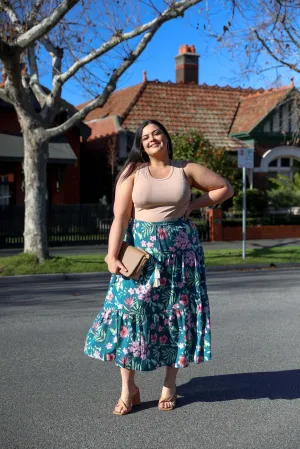 Monica Skirt - Teal Floral