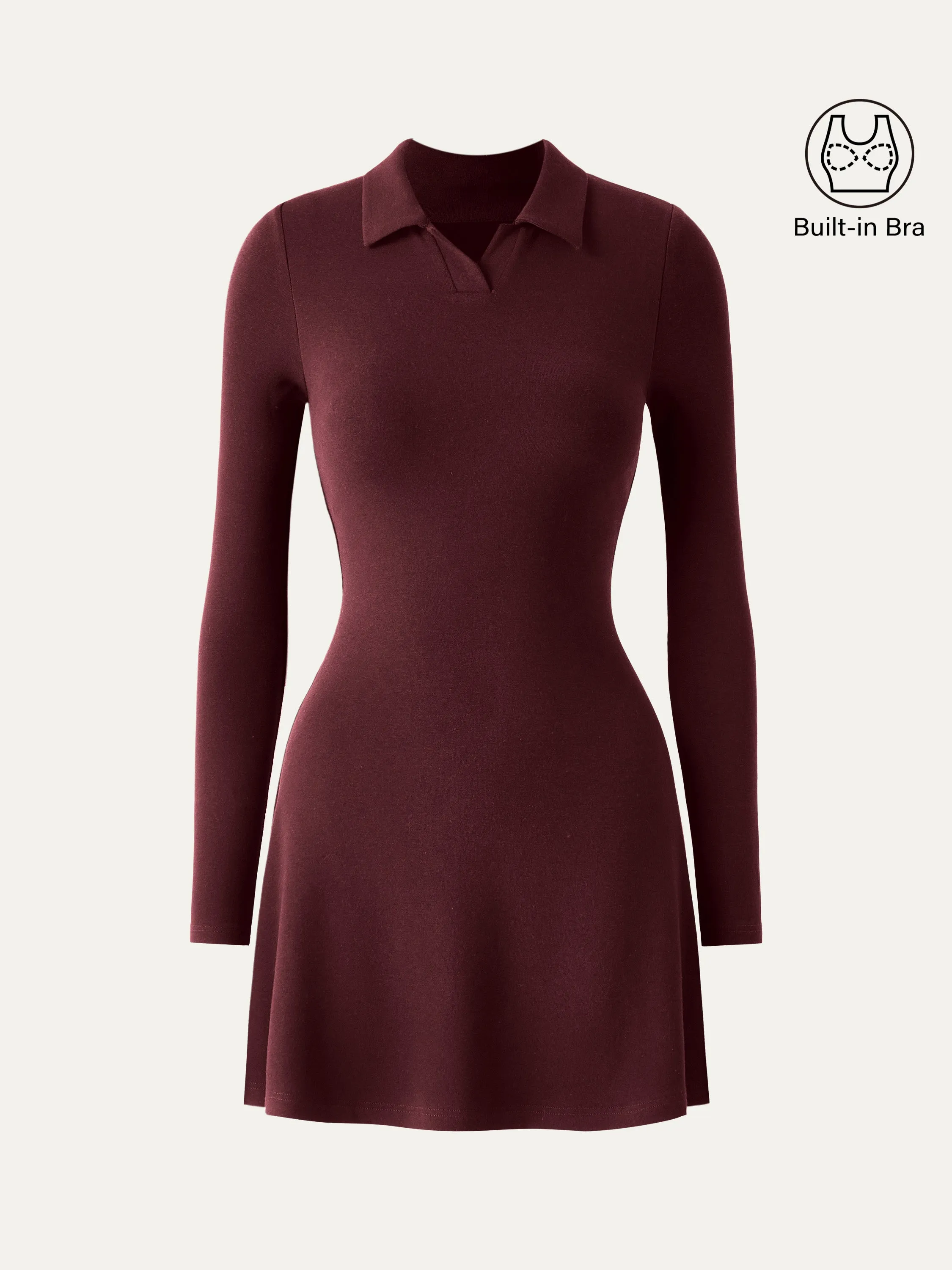 Polo Neck Mini Flare Hem Brami Dress