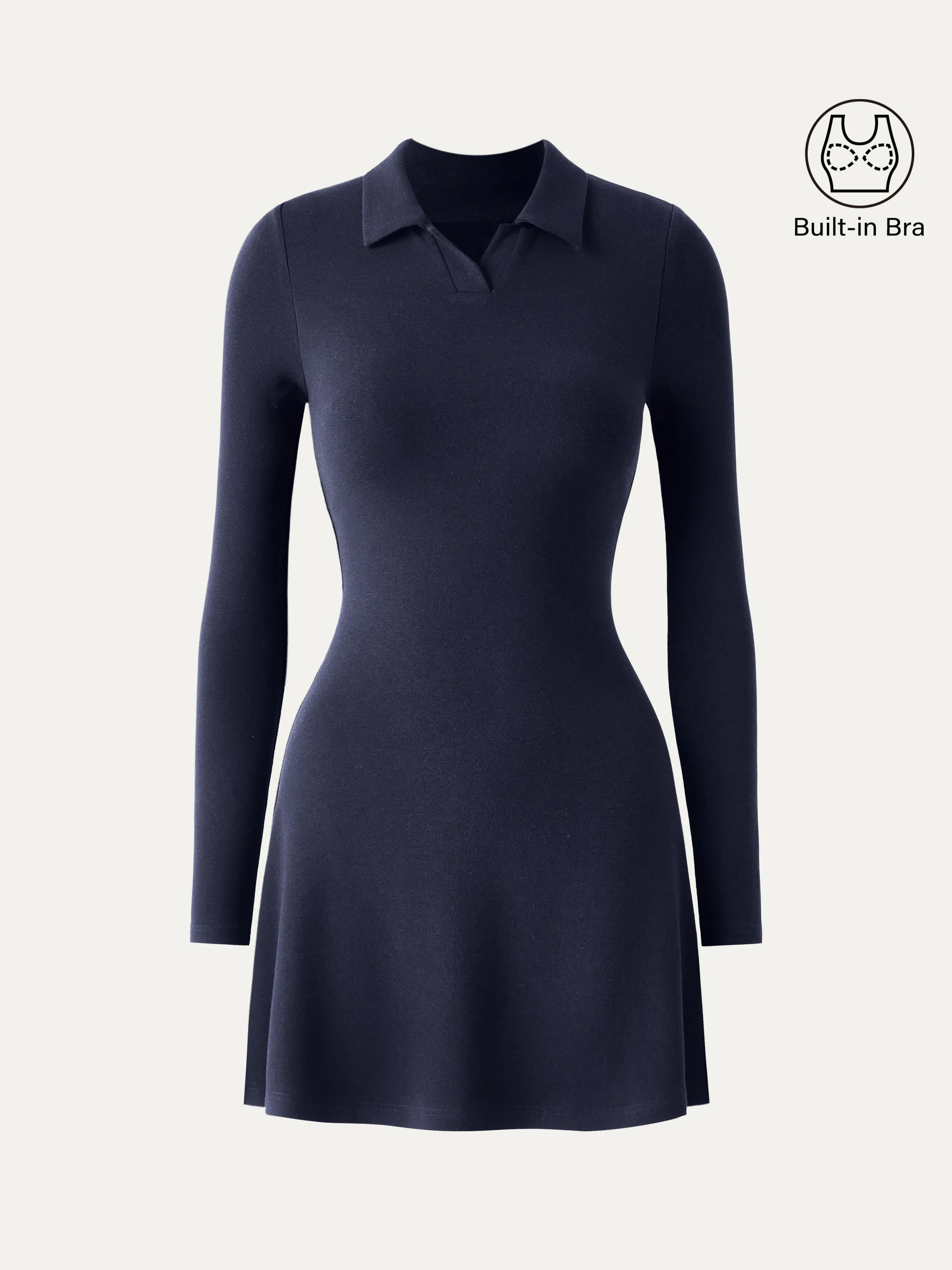 Polo Neck Mini Flare Hem Brami Dress