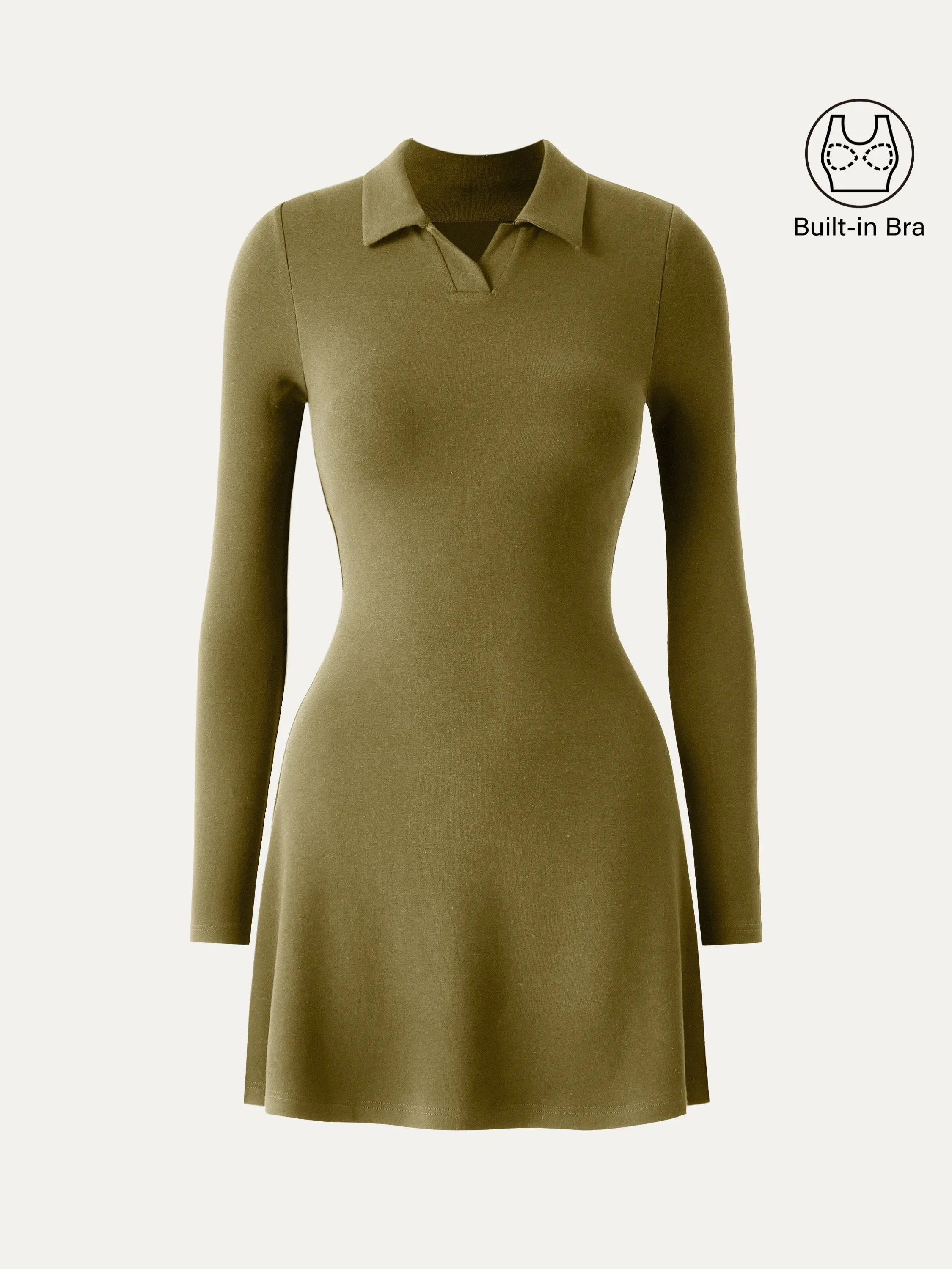 Polo Neck Mini Flare Hem Brami Dress