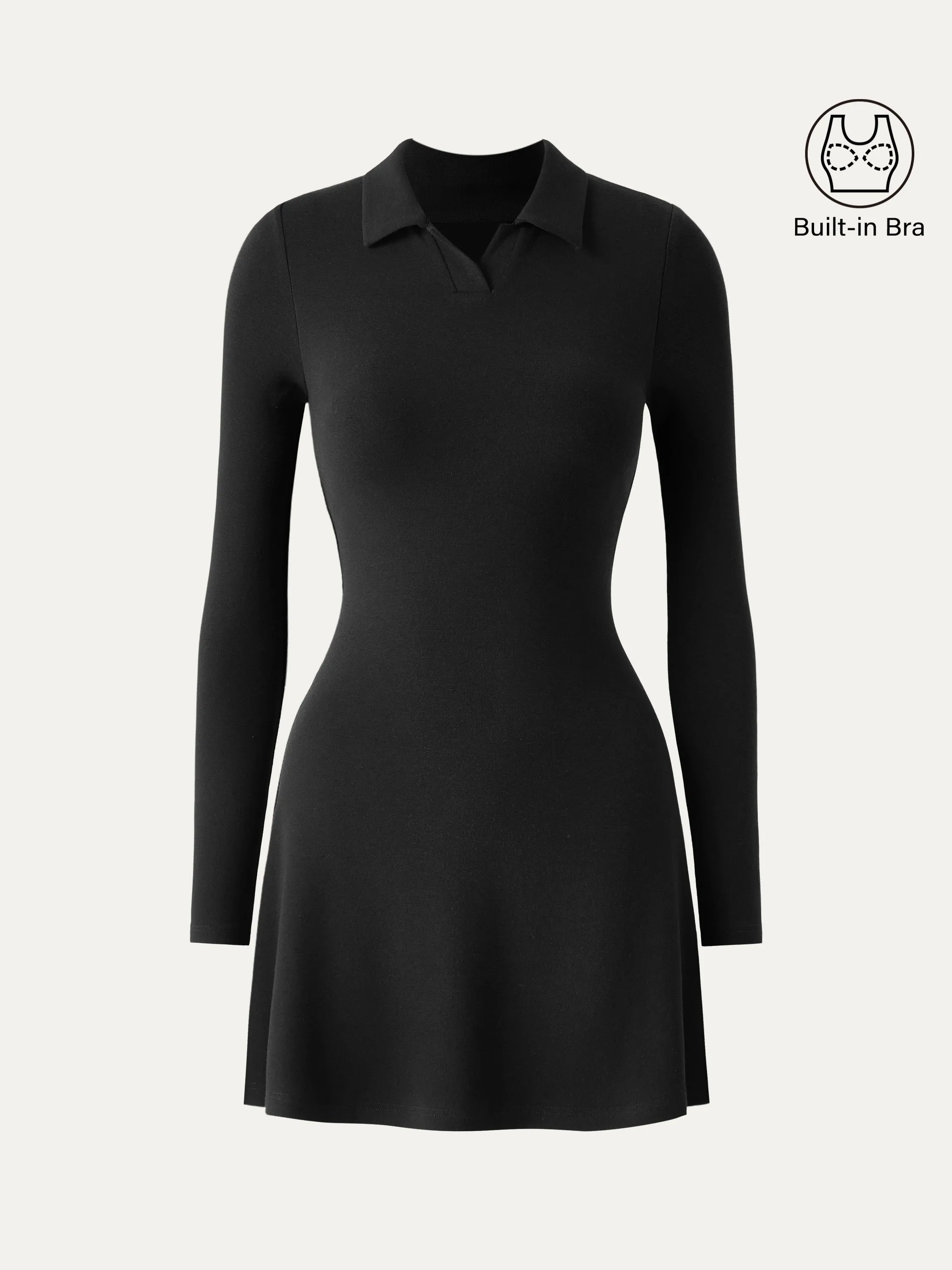 Polo Neck Mini Flare Hem Brami Dress