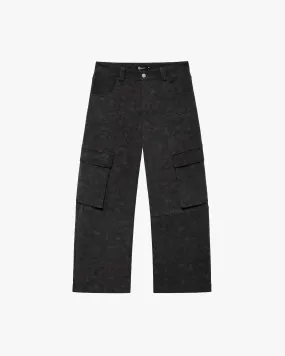 SCRIPT LOGO LEATHER PANTS TAR BLACK