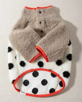 Shiba Polka Dot   Coral Sherpa Dog Pullover