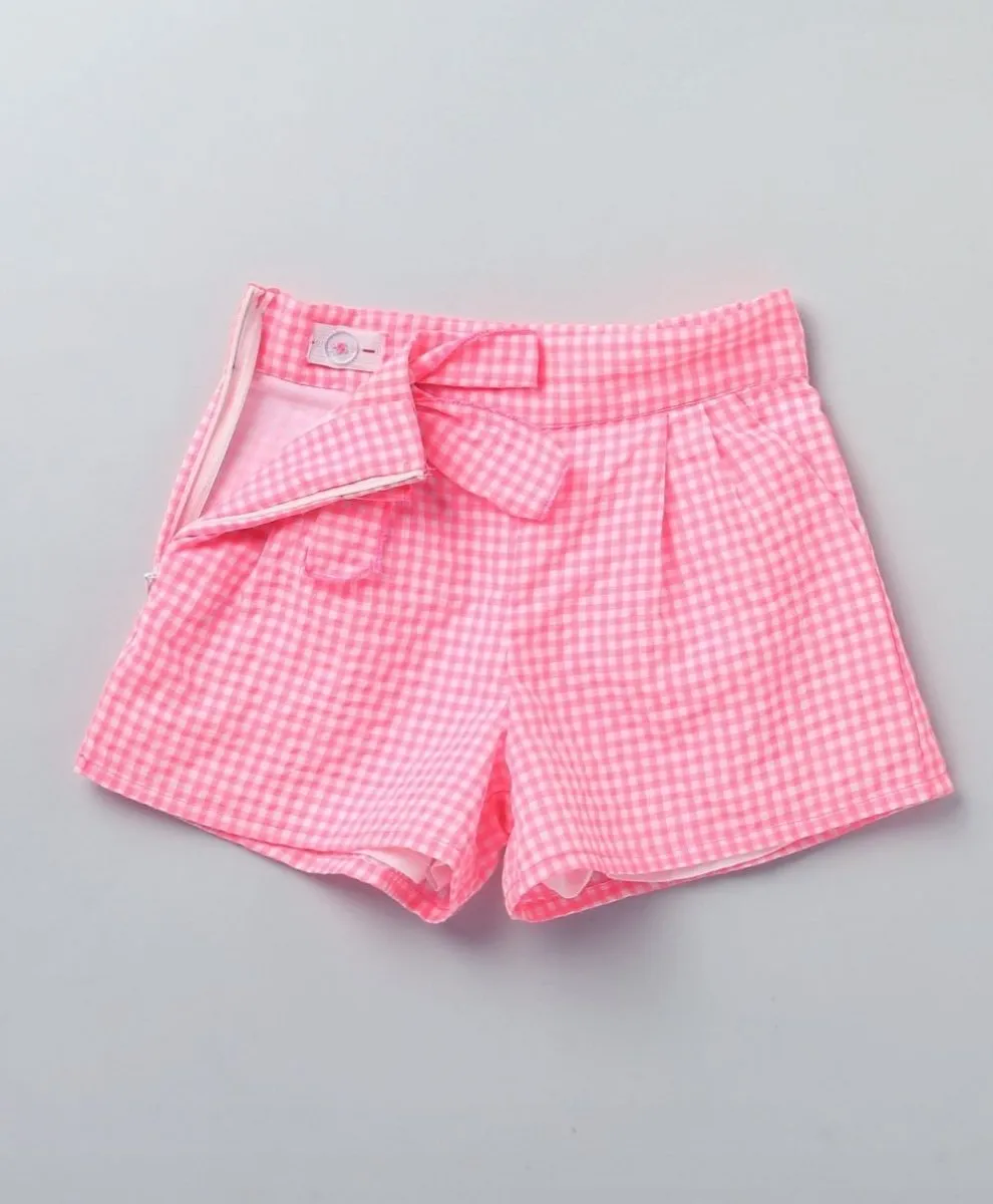 Sweetlime by AS Neon Seersucker Checks Top & Bottom Set - Neon Pink