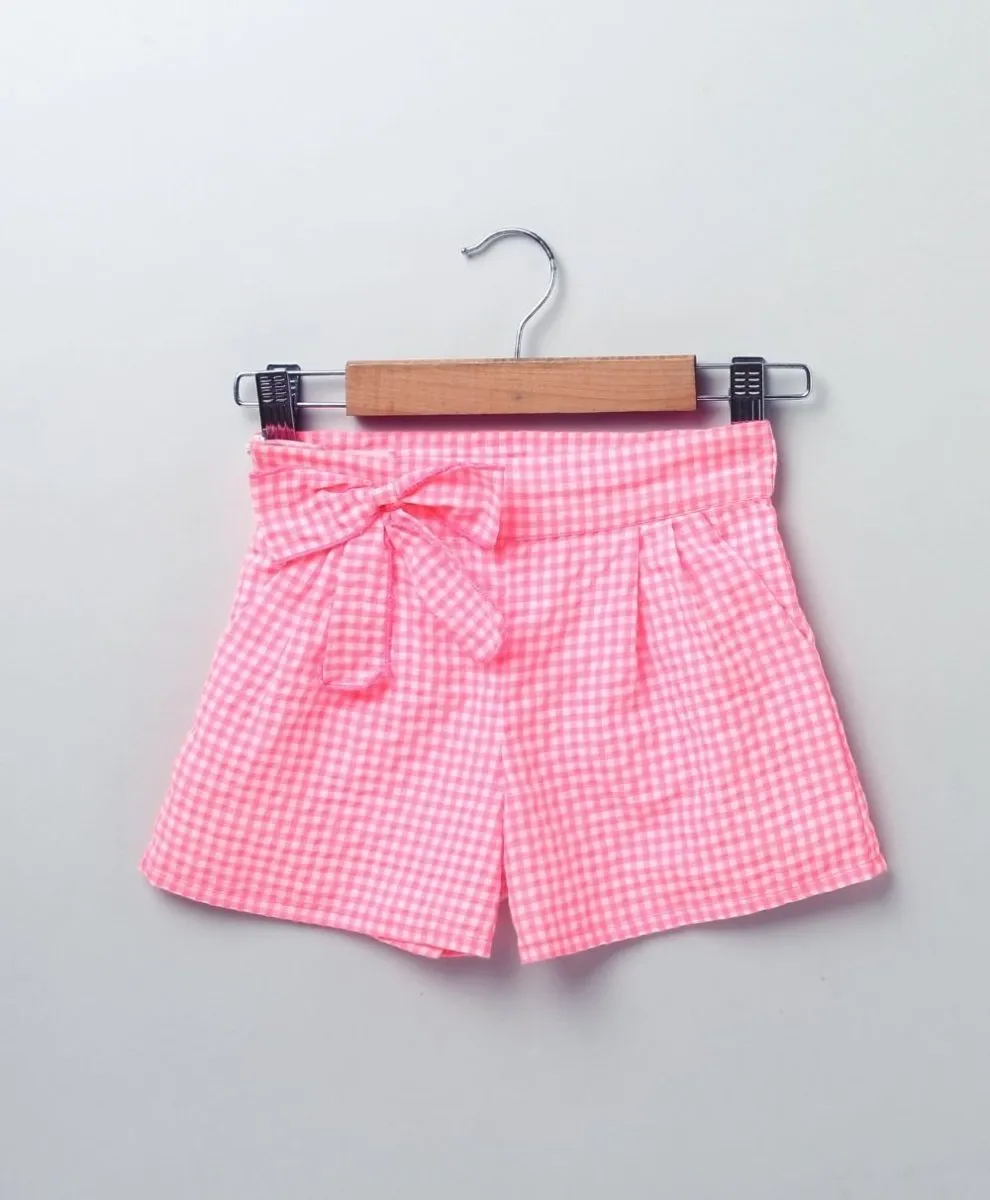Sweetlime by AS Neon Seersucker Checks Top & Bottom Set - Neon Pink