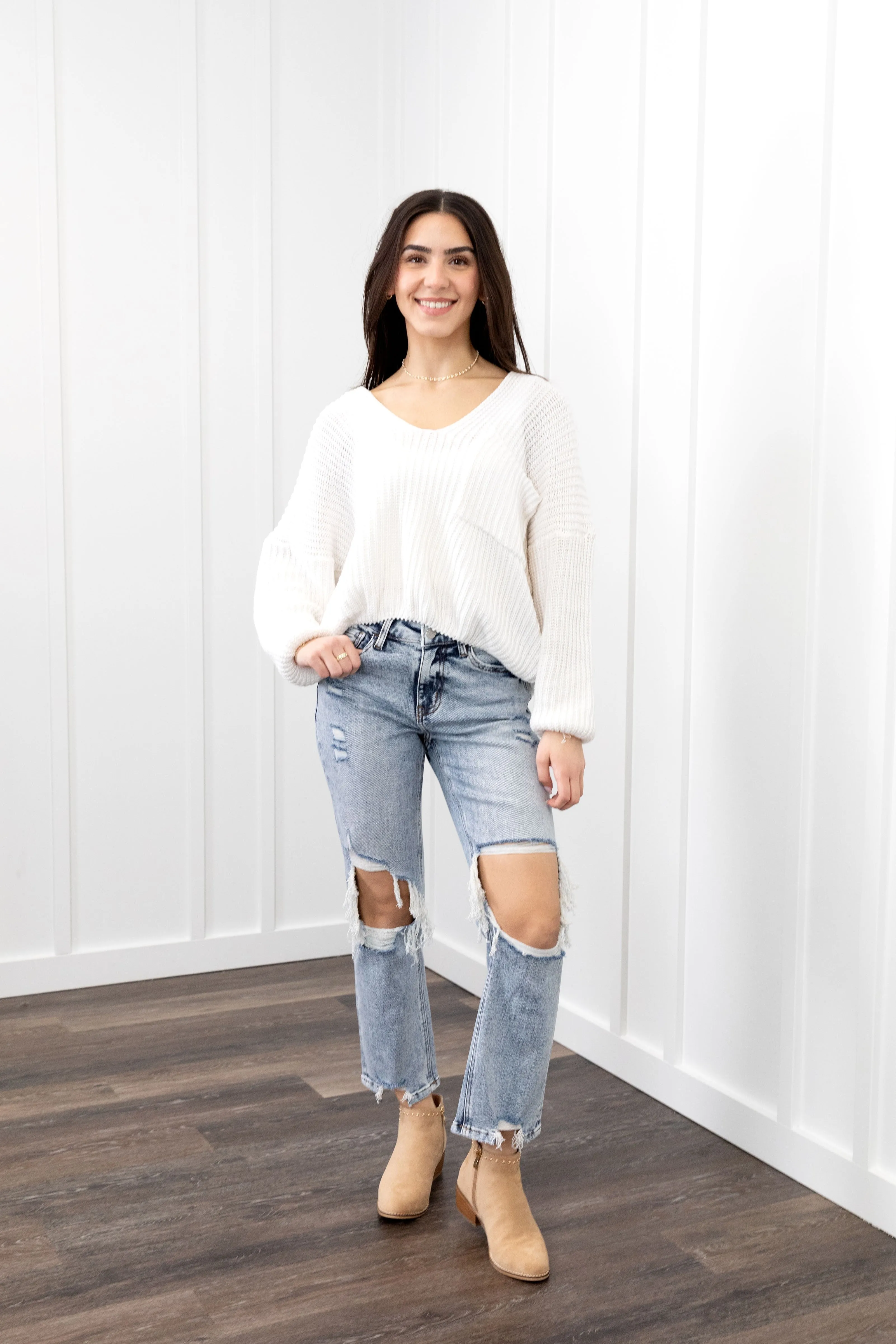 The Tegan from Lovervet:  High-Rise Cropped Straight Leg Denim