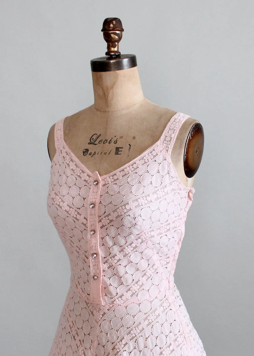 Vintage 1950s Pink Lace Party Dress and Bolero Jacket