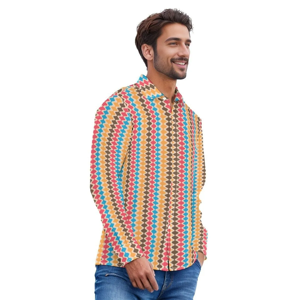 Vintage 70s style shirt, Groovy Stripe Shirt Men, 70s clothing Men, Retro Shirt Men, Hippie Shirt Men, 70s Shirt Men, 70s inspired shirt