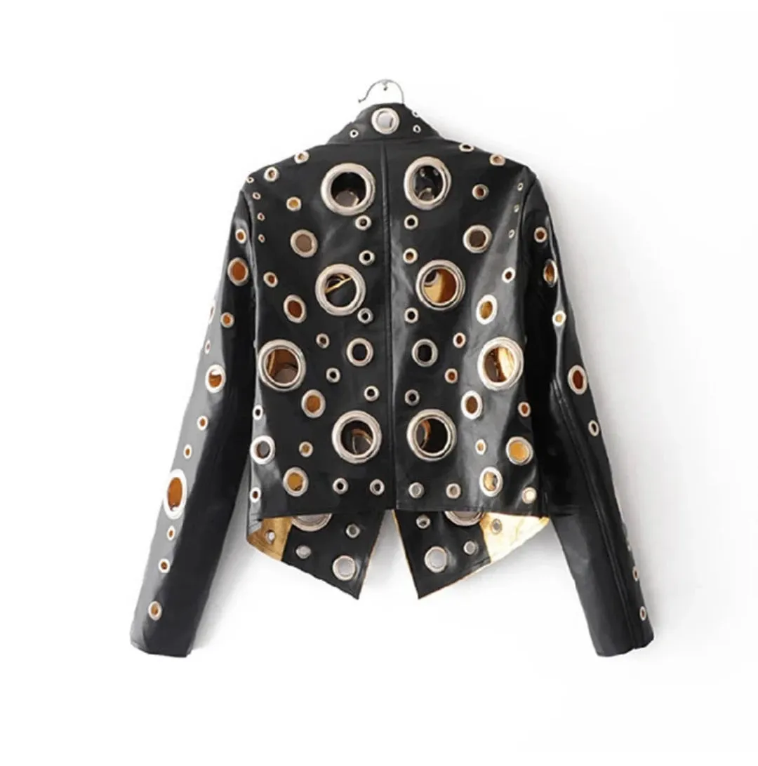 Women's Evelin Cropped Faux Leather Moto Jacket