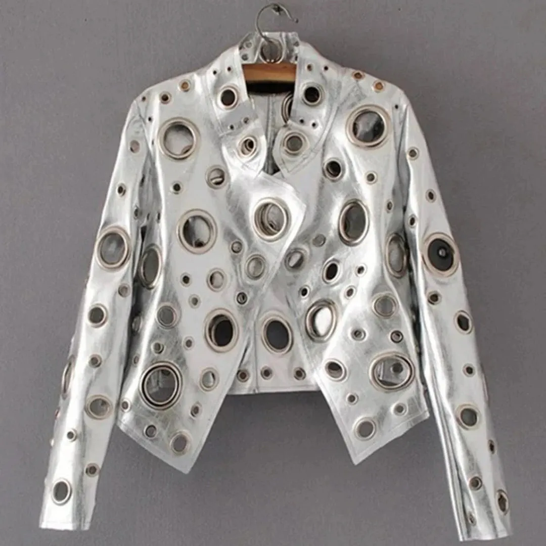Women's Evelin Cropped Faux Leather Moto Jacket