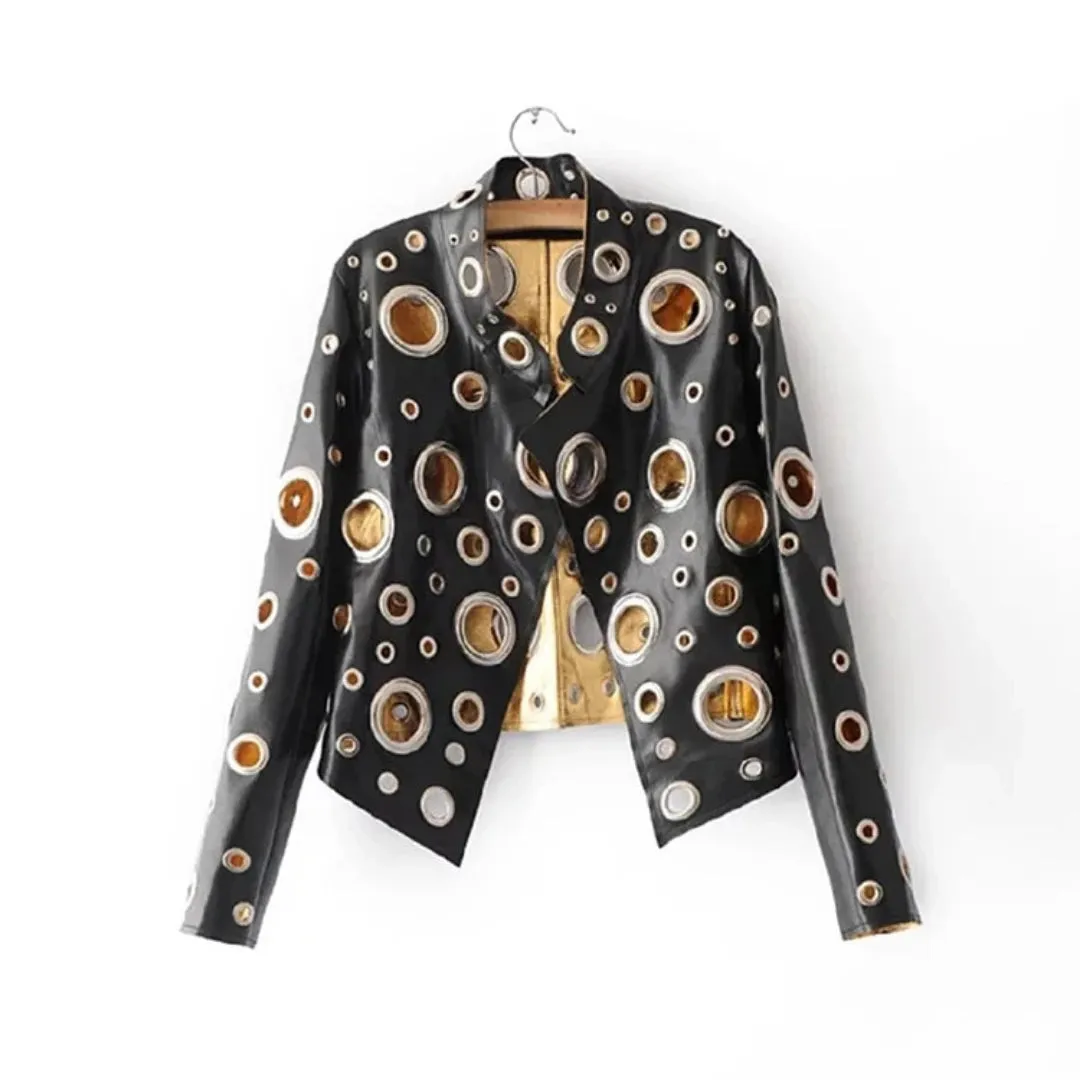 Women's Evelin Cropped Faux Leather Moto Jacket