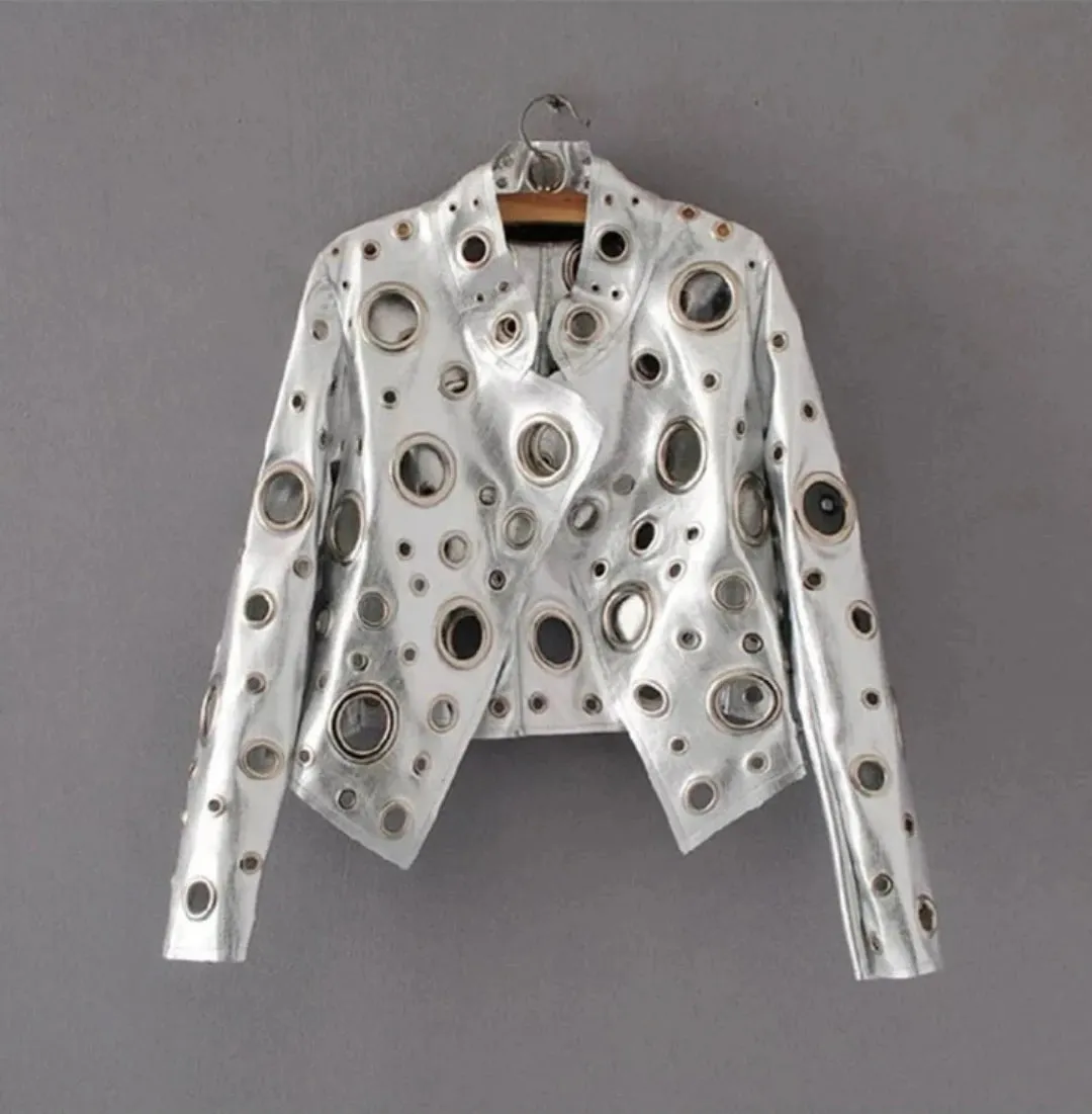 Women's Evelin Cropped Faux Leather Moto Jacket